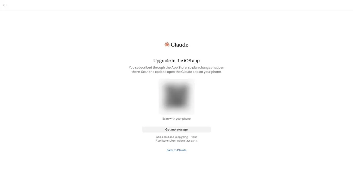 Claude 网页显示 Upgrade in the iOS app